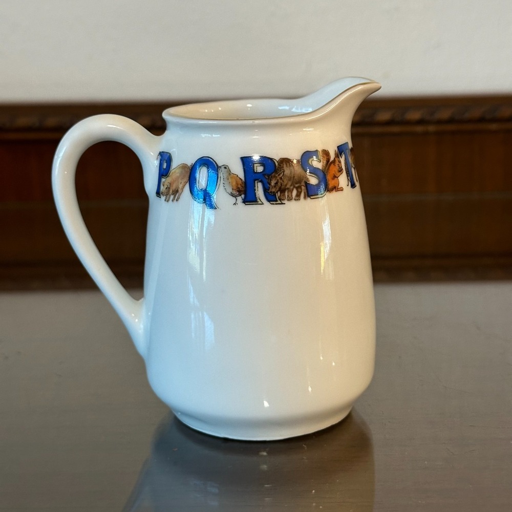 Vintage Antique Alphabet Porcelain Germany Children's Pitcher / Creamer Animals